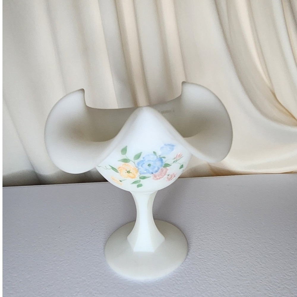 Fenton Hand Painted Satin Compote